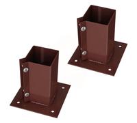 Silver Star® Heavy Duty Steel Bolt Down Fence Post Holder/Support Base (2 Pack (75x75mm))
