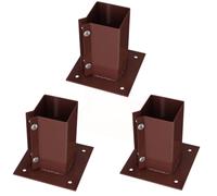 Silver Star® Heavy Duty Steel Bolt Down Fence Post Holder/Support Base (3 Pack (75x75mm))