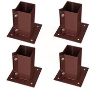 Silver Star® Heavy Duty Steel Bolt Down Fence Post Holder/Support Base (4 Pack (75x75mm))