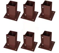 Silver Star® Heavy Duty Steel Bolt Down Fence Post Holder/Support Base (6 Pack (75x75mm))