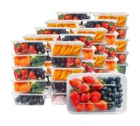Silver Star Microwave Disposable Food Containers With Lids-100 x 500ml, Rectangular BPA Free Eco-Friendly, Freezer Safe Plastic Containers With Lids