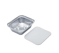 Silver Star - No.2 Aluminium Foil Food Containers with Lids - (115mm x 140mm x 40mm) - Made in The UK - Leakproof, Oven & Freezer Safe - Ideal for Takeaway, Catering & Meal Prep (25)