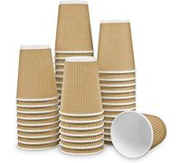 Silver Star Paper Cups - 16oz/500ml, Pack of 25, Ripple Walls, Leak-Proof Disposable Coffee Cups for Hot Drinks - Eco-Friendly Biodegradable Cups for Home, Office, Parties & Events