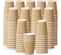 Silver Star Paper Cups - 500-Pack, 8oz/240ml, Ripple Walls, Leak Proof Disposable Cups for Hot Drinks - Eco-Friendly & Biodegradable - Bulk Pack for Home, Office, Parties, and All Events