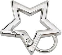 Silver Star Shaped Stainless Steel Keychain Clip Carabiner Snap Hook Holder Star Carabiner Hook Clip Keychain Carabiners for Keys and Wallet Accessory with Key Chain Rings(with Loop Hook)