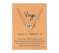 Silver Star Sign Pendant Chain Necklace - Virgo (23rd August - 22nd September) - Zodiac Constellation Horoscope Celestial Astrology Jewellery - Women Men Gift