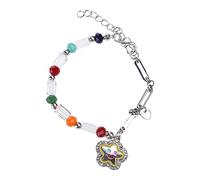 Silver Star Smile Face Fashionable Beaded Hand Chain Beads Paper Clip Splicing Party Ornament Minimalist Colorful Beads for Women