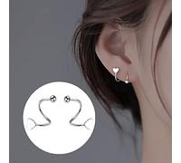 Silver Statement Earrings for Women, Love Shape Ear Drop Spiral bend Stud with eyeball,Spring Summer Earstud for Sweethearts Birthday Gifts
