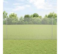 Silver Steel Outdoor Fence Panel Set 1.2 x 10 m, UV-Resistant Garden Barrier with 20 Posts, Easy Assembly for Pet and Animal Enclosures