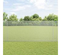 Silver Steel Outdoor Fence Panel Set, 1.4 x 10 m, UV-Resistant, with 20 Posts, Durable Powder-Coated Finish, Ideal for Garden, Terrace, and Patio Delineation