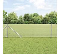 Silver Steel Outdoor Fence Post Set, 50 x 0.5 m, 12x12mm Mesh, Powder-Coated, Weather-Resistant, Durable Fencing for Yard & Garden Security