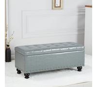 Silver Storage Bench with Cushioned Seat Shoe Storage Ottoman Hidden Storage Chest for Entryway Bedroom Living RoomFunctional End of Bed Seating (100x40x42 cm)