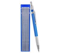 Silver Streak Welders Pencil - Mechanical Carpenter Pencil With 12 Silver Round Refills 2.0 Mm,Built-In Sharpener, Metal -Marker For Rock Painting, Ceramic, Wood, Canvas, Glass, Stone