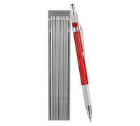 Silver Streak Welders Pencil | Woodworking Pencils Mechanical, 12 Silver Round Refills 2.0 mm - Metal Marker Built-In Sharpener, Pipefitter Tools for Steel Construction Fabrication Woodworking