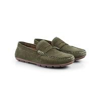 Silver Street London Bari Premium Suede Driving Loafers Shoes for Men Extra Padded Breathable Mens Casual Shoes Comfortable Moccasins Slip On Men Flats, Green, UK 10