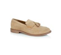 Silver Street London Men's Charleston Suede Leather Slip on Formal Casual Loafer Tassel Summer Loafer, Sand, 11