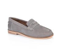 Silver Street London Ellie Premium Suede Leather Women's Loafers & Moccasins Extra Padded Breathable Summer Shoes for Women Comfortable Moccassins Slip On Flats, Grey, UK 5