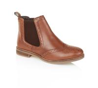 Silver Street London Fiona Premium Leather Womens Boots Brogue Comfortable Lightweight Chelsea Boots, Tan, UK 5