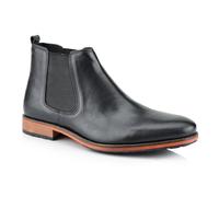 Silver Street London Men's Argyll Leather Chelsea Boots |Slip-On Smart Casual Ankle Boots with Elastic Gusset - Black, 11 UK