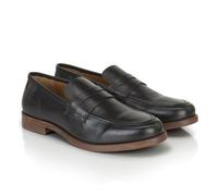 Silver Street London Men's Clint Full Grain Leather Penny Loafers, Smart Formal Slip-On Shoes with Ortholite Comfort, Black, 7 UK