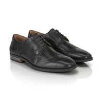 Silver Street London Men's Flint Wingtip Leather Brogue Derby Shoes Black