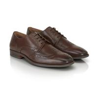 Silver Street London Men's Flint Wingtip Leather Brogue Derby Shoes Brown