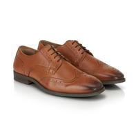 Silver Street London Men's Flint Wingtip Leather Brogue Derby Shoes Tan