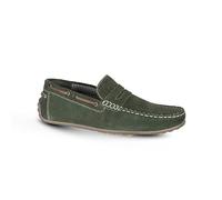 Silver Street London Mens Lagonda Slip on Formal Casual Suede Leather Loafer Moccasin Shoes, Green, 12