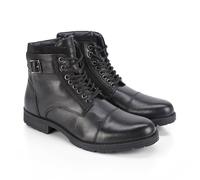 Silver Street London Men's Leather Casual Ankle Lace up JJ Boot with buckle, Black, 9