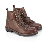 Silver Street London Men's Marble Leather Lace-Up Hiker Ankle Boots | Full-grain leather upper, metal D-ring eyelets, speed hooks, padded ankle collar, deep-lug rubber sole for town and country