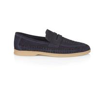 Silver Street London Mens Perth Suede Navy Leather Step-in Loafer with Woven Panels - 9