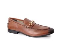 Silver Street London Men's Richmond Leather Formal Casual Loafer with Metal Trim, Brown, 11