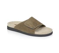 Silver Street London Men's Suede Leather Slide Flip Flops, Khaki, 11