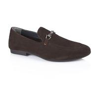 Silver Street London Mens Tottenham Suede Leather Casual Loafer with Metal Trim, Brown, 11