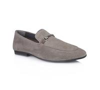 Silver Street London Mens Tottenham Suede Leather Casual Loafer with Metal Trim, Grey, 9