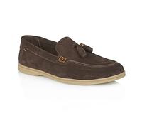 Silver Street London Men's Wembley Suede Leather Slip on Casual Tassel Summer Loafer, Brown, 8