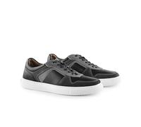 Silver Street London Trentham Mens Trainers Premium Leather Classic Casual Shoes Extra Padded Comfort Sneakers for Men, Black, UK 11