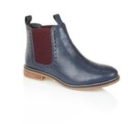 Silver Street London Zoey Premium Leather Womens Boots Brogue Comfortable Lightweight Chelsea Boots, Blue, UK 4