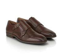 Silver Street Men's Malvern Full Grain Leather Monk Strap Shoes | Full grain leather upper with double buckle fastening; cushioned footbed and padded heel for office, wedding and formal wear