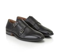 Silver Street Men's Malvern Full Grain Leather Monk Strap Shoes | Full grain leather upper with double buckle fastening; cushioned footbed and padded heel for office, wedding and formal wear