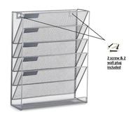 Silver Stronger Wall Mounted 6 Tiers Magazine Literature Holder Rack Hanging File Paper