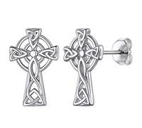 Silver Stud Earring for Women Sterling Silver Celtic Cross Ear Studs Piercing Jewellery for Lady