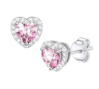 Silver Stud Earrings For Women, Heart And Round Hypoallergenic Earrings, Shiny Polished Finish Sleeper Earrings For Daily Wear, Gift For Her