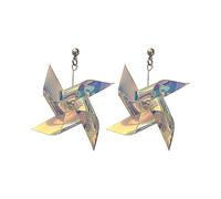 Silver Stud Earrings For Women Shining Crystal AB Colorful Windmill Earrings Girl Dream Fairy Holiday Silver Ear Studs For Women (Purple, One Size)
