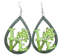 Silver Stud Earrings Irish Festival Earrings Green Dwarf Irish Wooden Studs Silver (D, One Size)