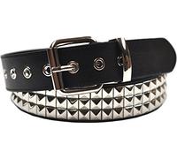 SILVER STUDDED BLACK LEATHER BELT X-Large 40-42inch Waist