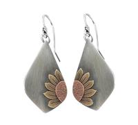Silver Studs Earrings For Women Boho Earrings Silver Flower Dangle Ethnic For Women Girls Handmade Bohemian Trendy Boho Vintage Jewelry Stud (, One Size)