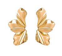 Silver Studs Earrings For Women Retro Exaggerated Golden Flower Earrings Temperament Irregular Petal Alloy Studs For Women (Gold, One Size)