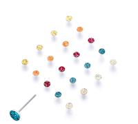 Silver Sugar Glitter Coated Sparkling Pack of 20 Nose Studs - NP10 Jewelco London White One Size