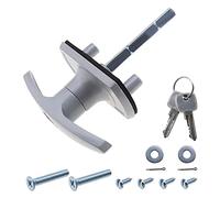 Silver T Garage Door Lock 75mm Shaft 35mm Fixing Spigots Compatible with Cardale Henderson